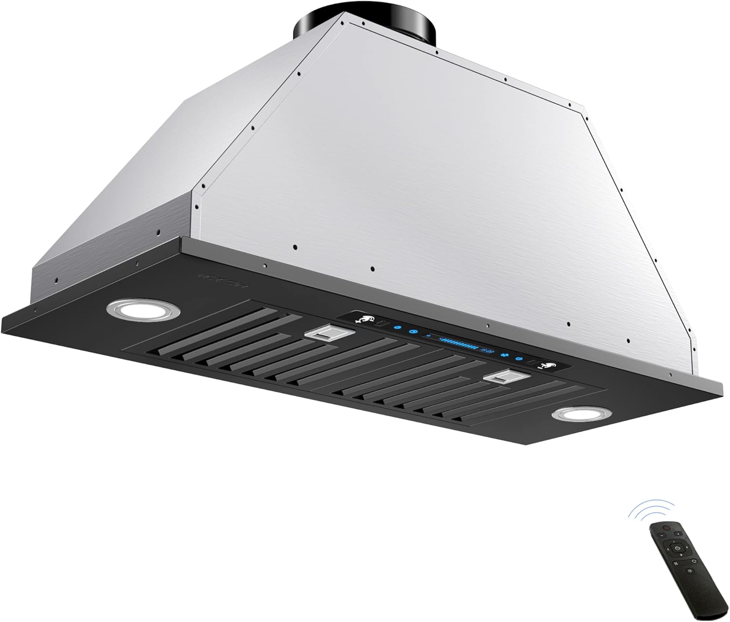 IKTCH 30 inch Black Built-in/Insert Range Hood, 900 CFM Ducted/Ductless Stainless Steel Kitchen Vent Hood with 4 Speed Gesture Sensing&Touch Control Panel(IKB01-30-BSS)